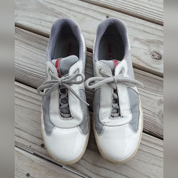 Prada White Nevada Bike Low-top Sneakers size 10 - Picture 1 of 12